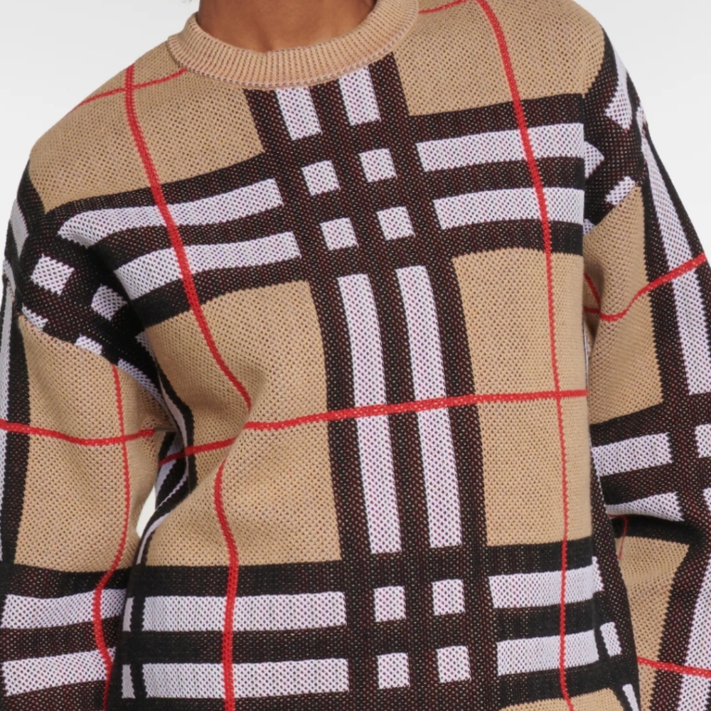 NEW Authentic Burberry Cotton Check blend sweater